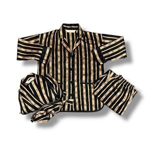 Victorias Secret 3 Piece Satin Nightgown Pajama Set Medium Robe XS/S